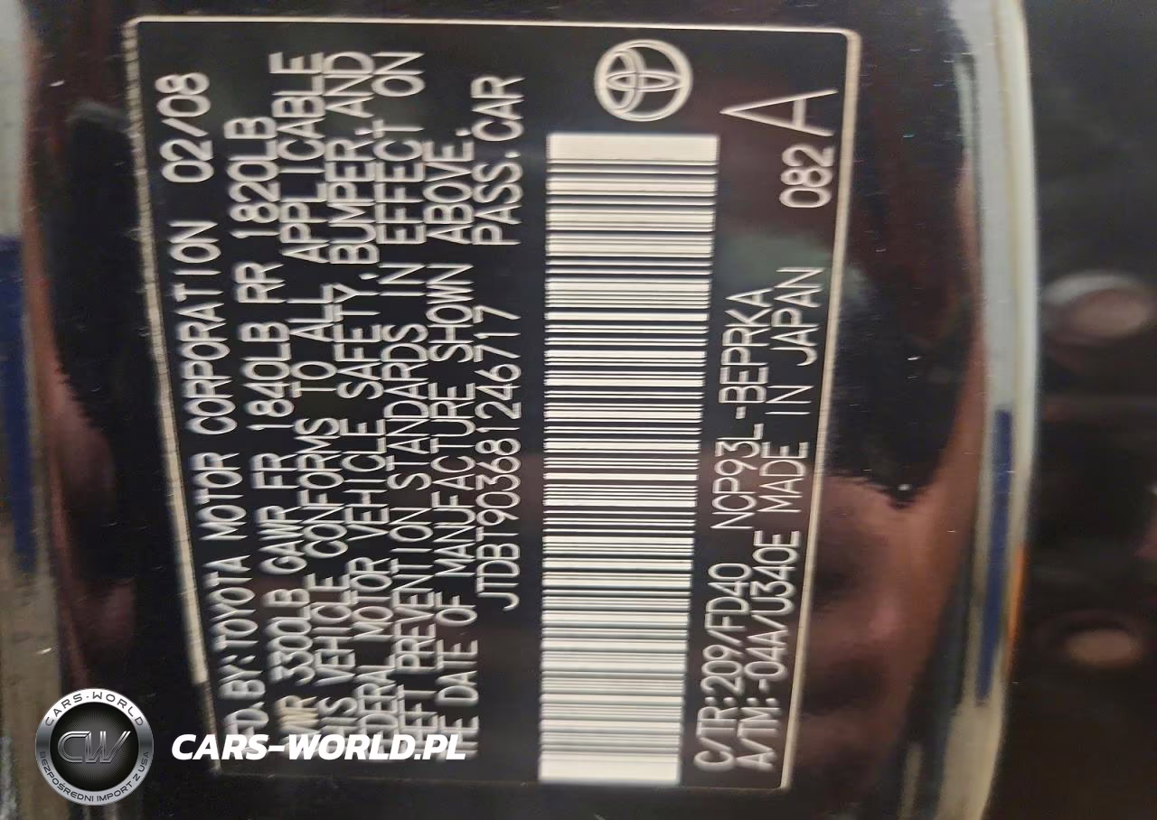 2008 Toyota Yaris Base VIN:JTDBT903681246717 - 12