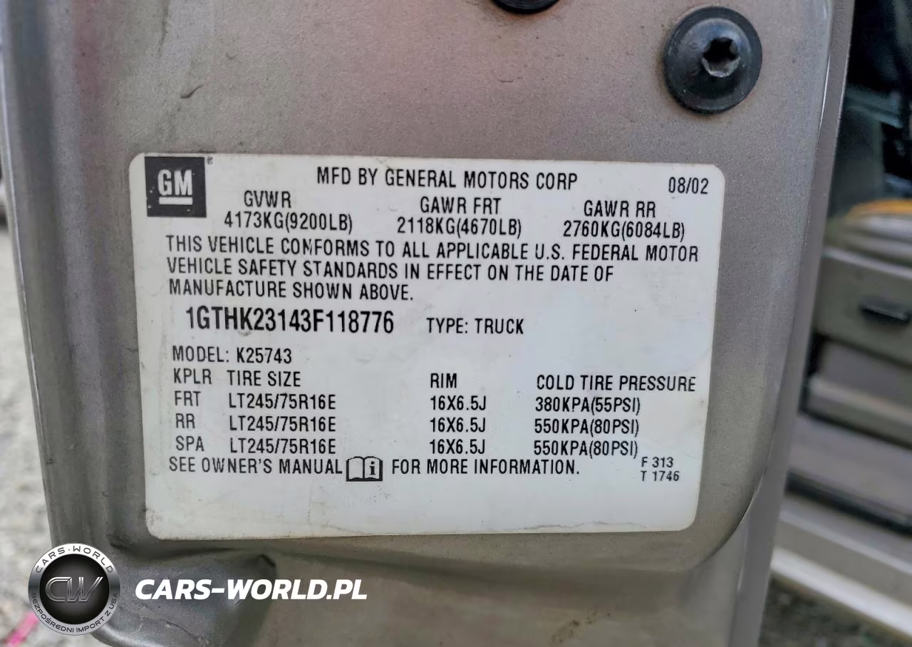 2003 GMC Sierra K2500 Heavy Duty VIN:1GTHK23143F118776 - 12