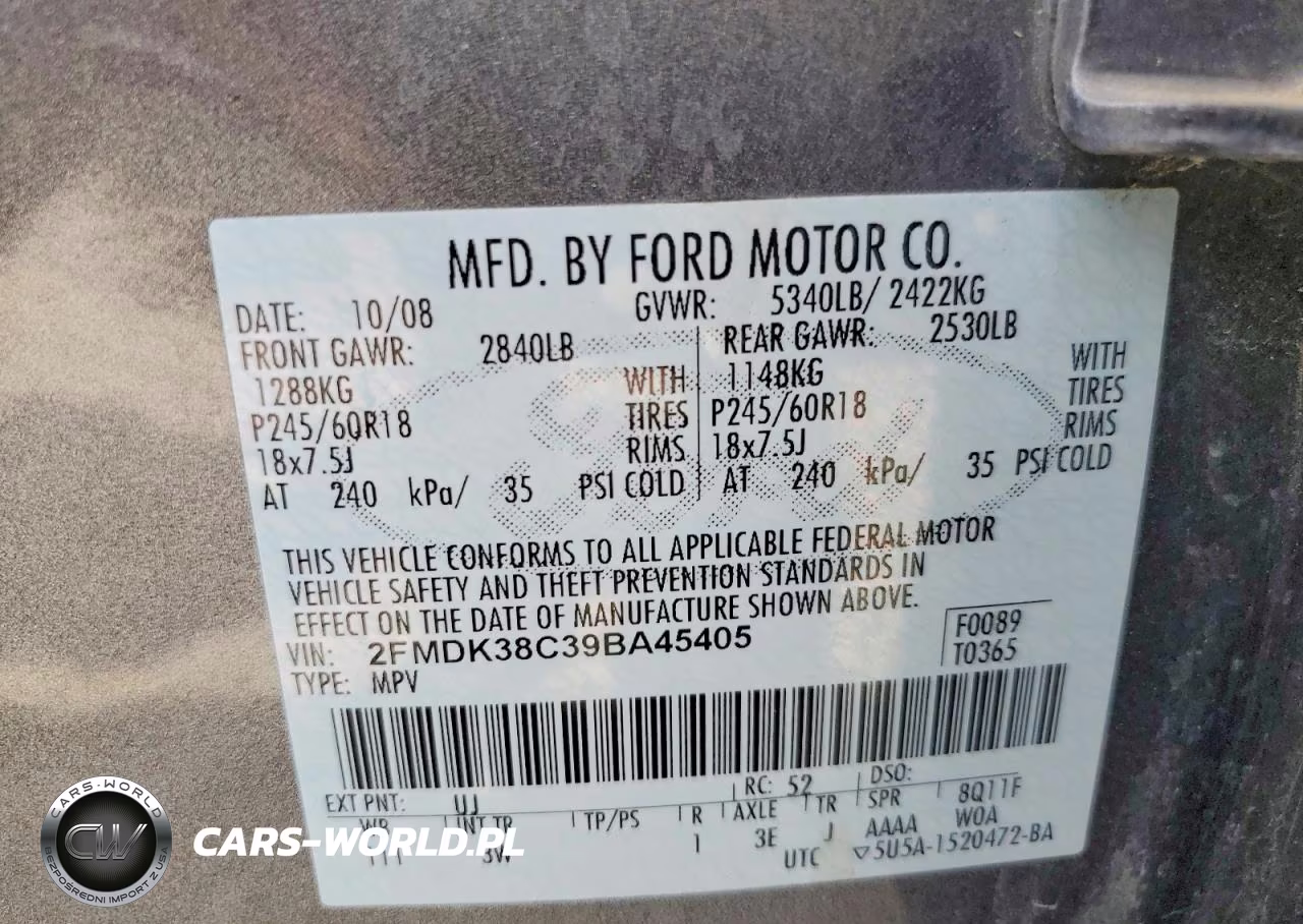2009 Ford Edge Sel VIN:2FMDK38C39BA45405 - 13