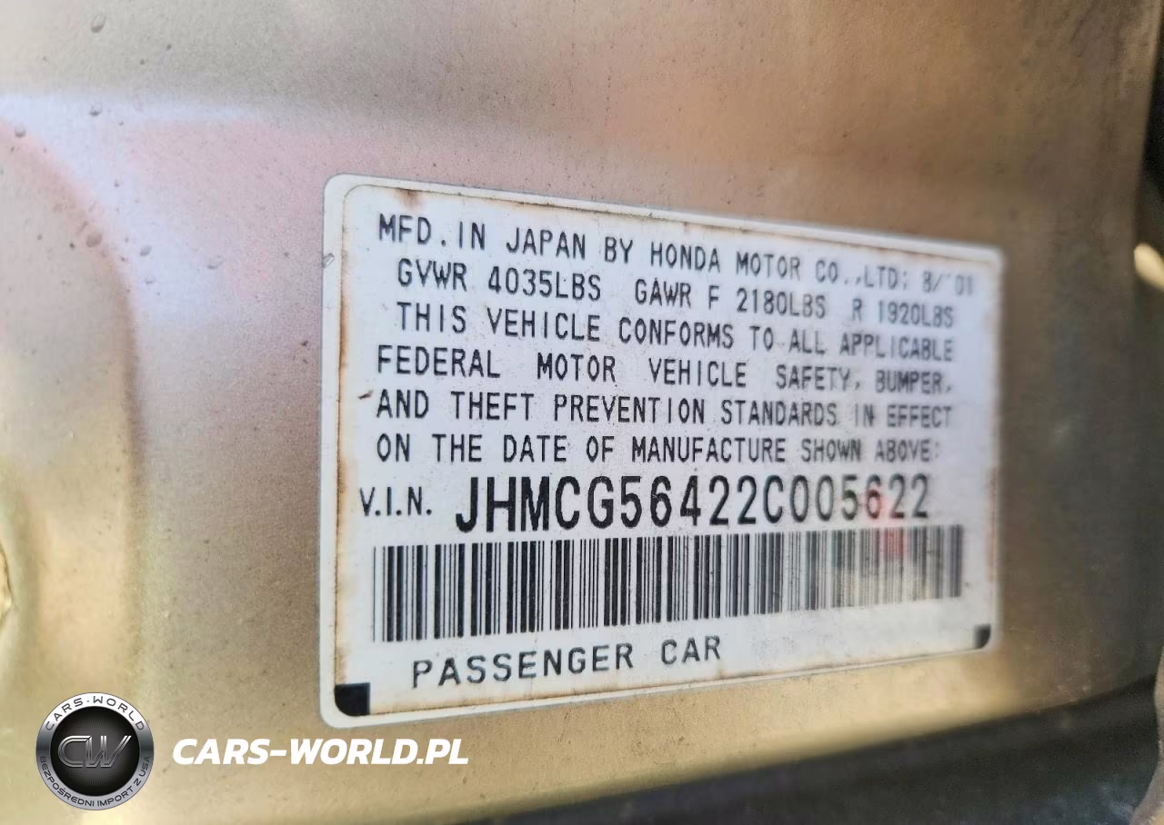 2002 Honda Accord Lx VIN:JHMCG56422C005622 - 12