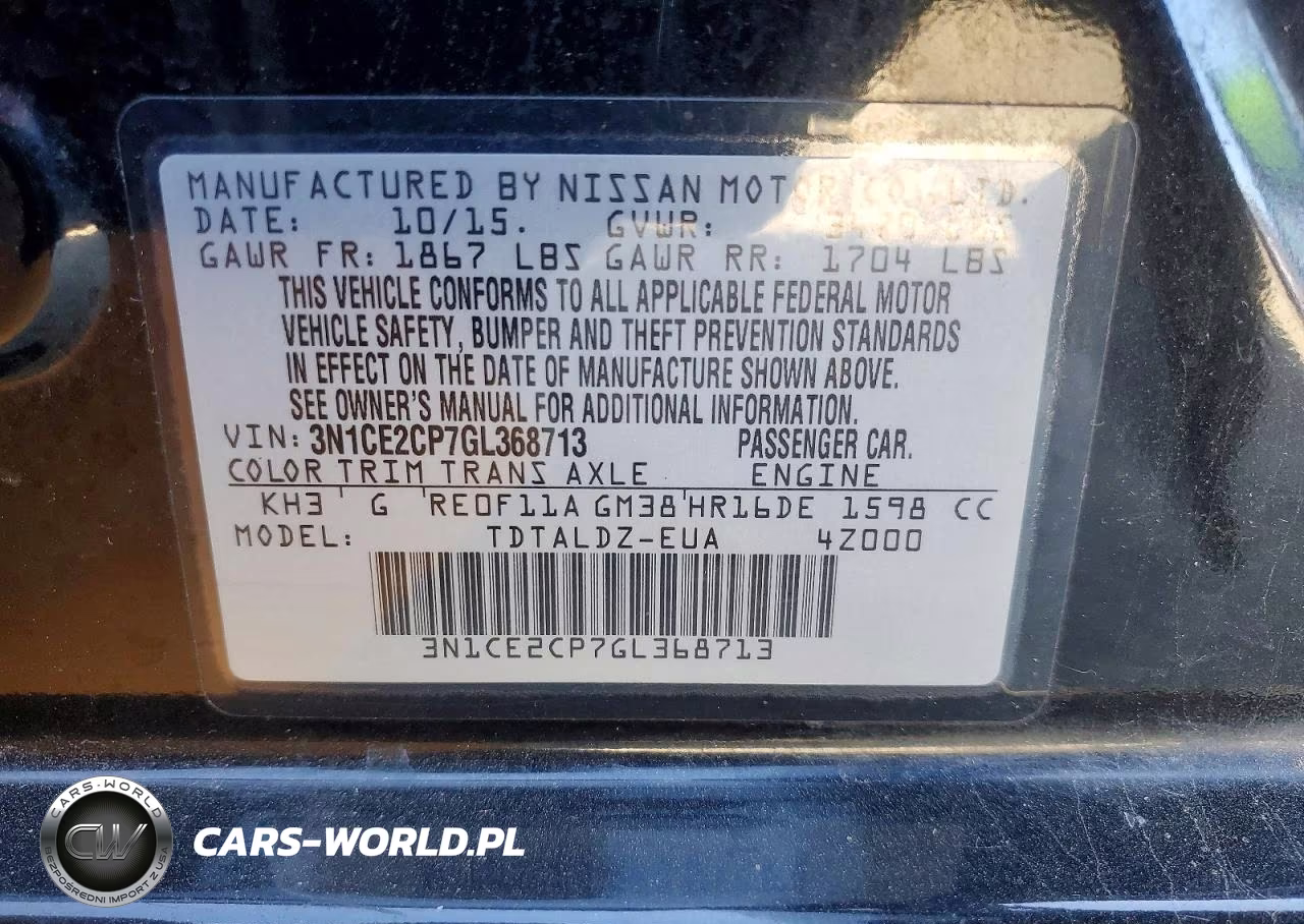 2016 Nissan Versa Note Sv VIN:3N1CE2CP7GL368713 - 12