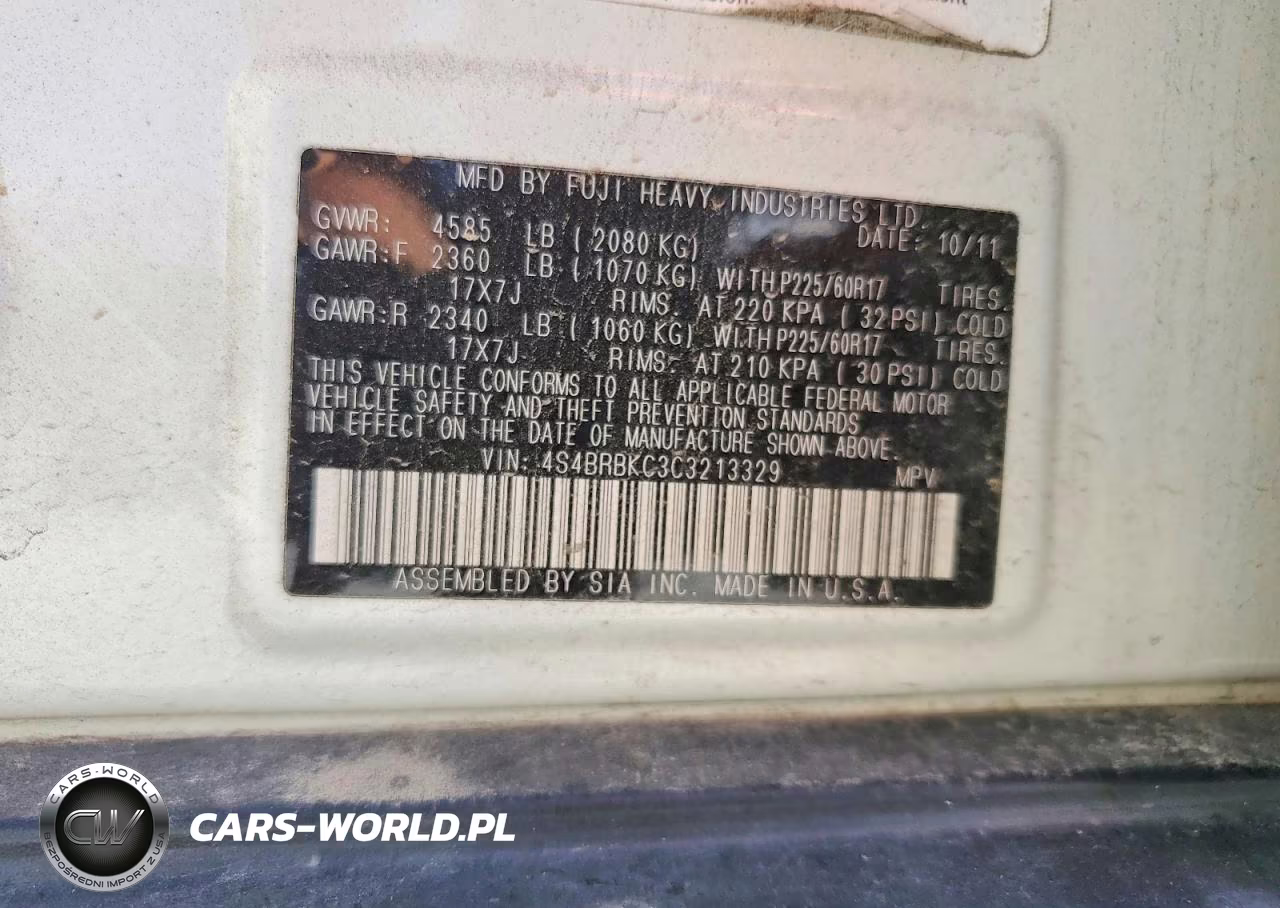 2012 Subaru Outback 2.5I Limited VIN:4S4BRBKC3C3213329 - 13