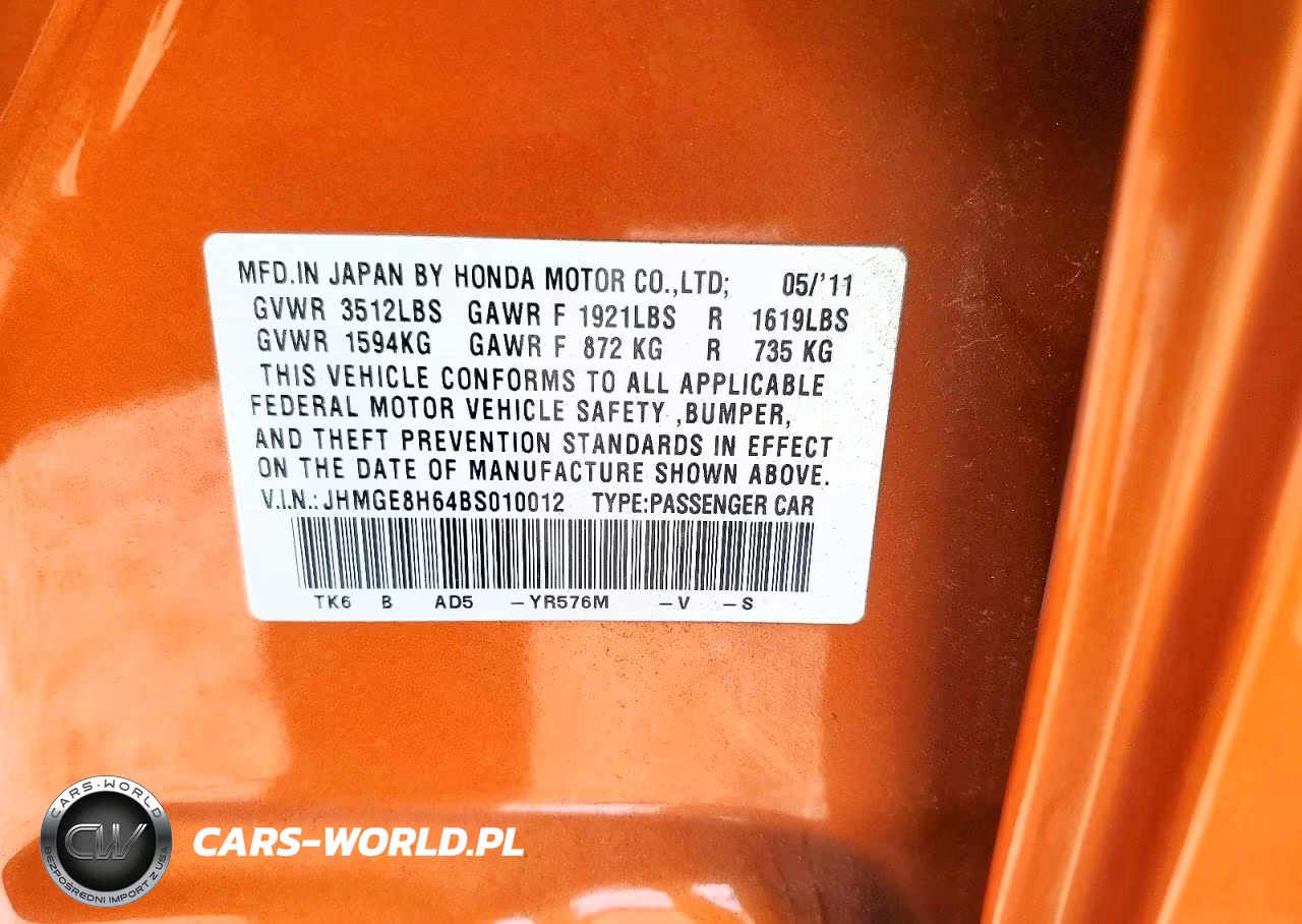2011 Honda Fit Sport VIN:JHMGE8H64BS010012 - 12