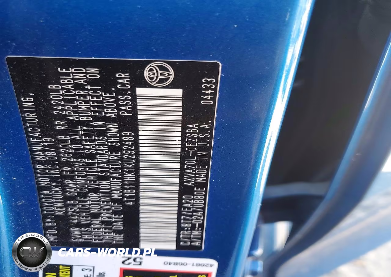 2019 Toyota Camry Se VIN:4T1B11HK1KU292489 - 12