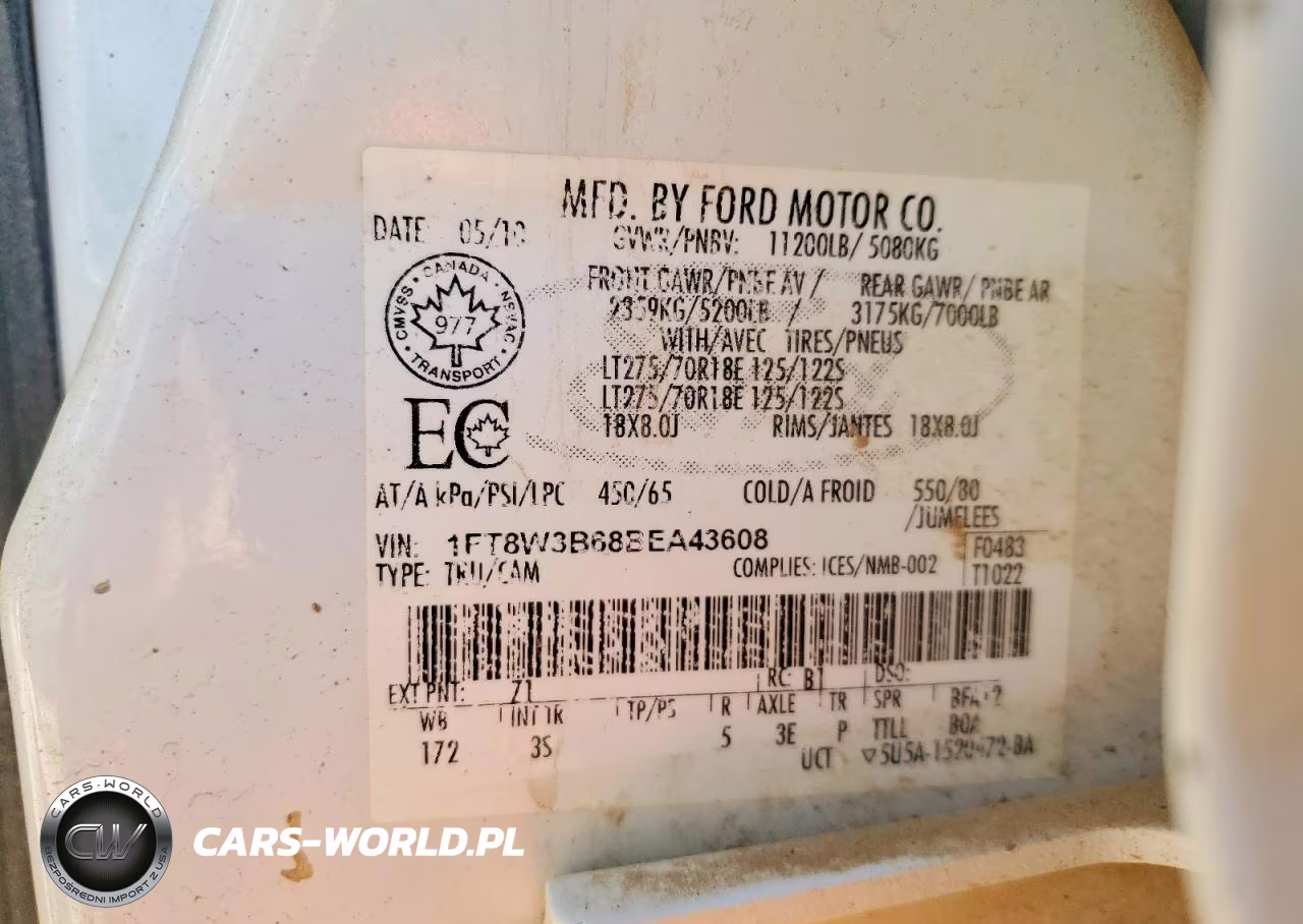 2011 Ford F350 Super Duty VIN:1FT8W3B68BEA43608 - 12