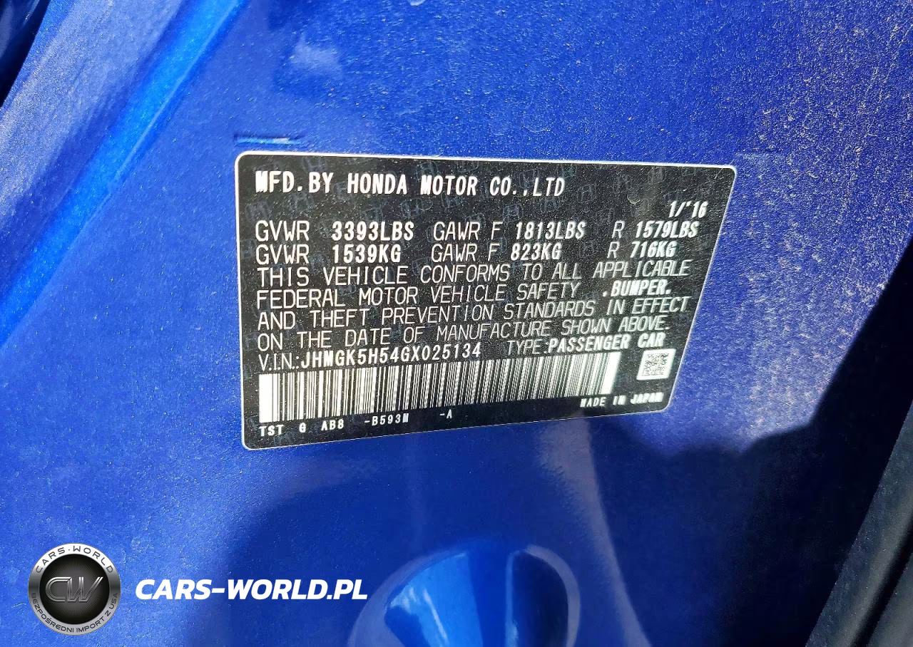 2016 Honda Fit Lx VIN:JHMGK5H54GX025134 - 12