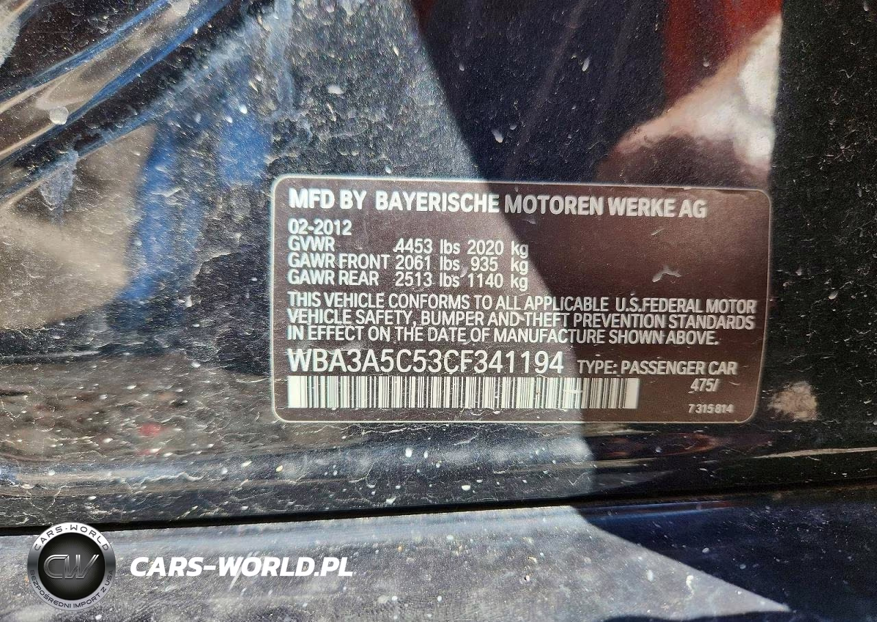 2012 BMW 328I VIN:WBA3A5C53CF341194 - 12