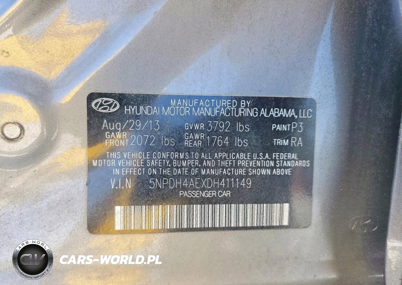 2013 Hyundai Elantra Gls VIN:5NPDH4AEXDH411149 - 12