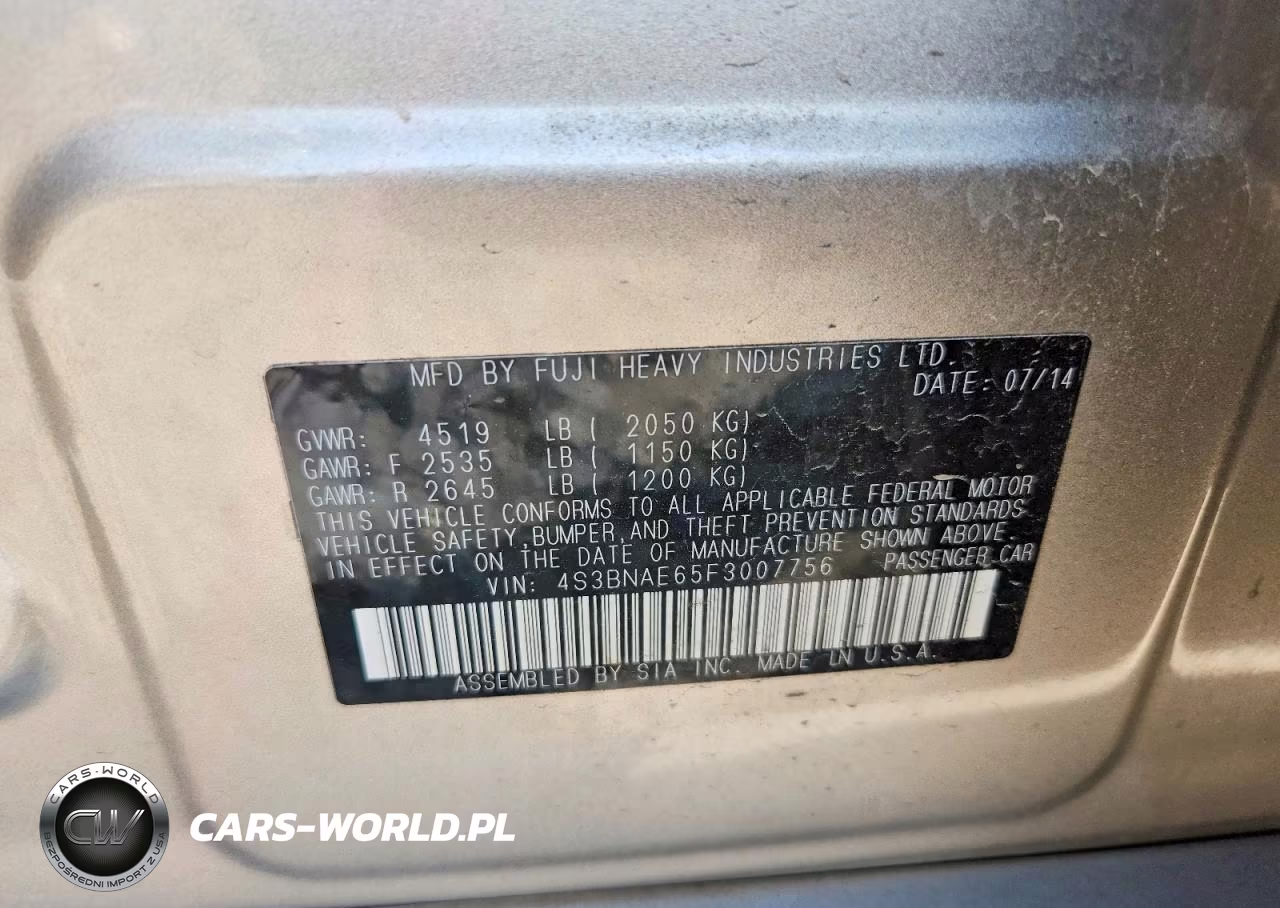 2015 Subaru Legacy 2.5I Premium VIN:4S3BNAE65F3007756 - 12
