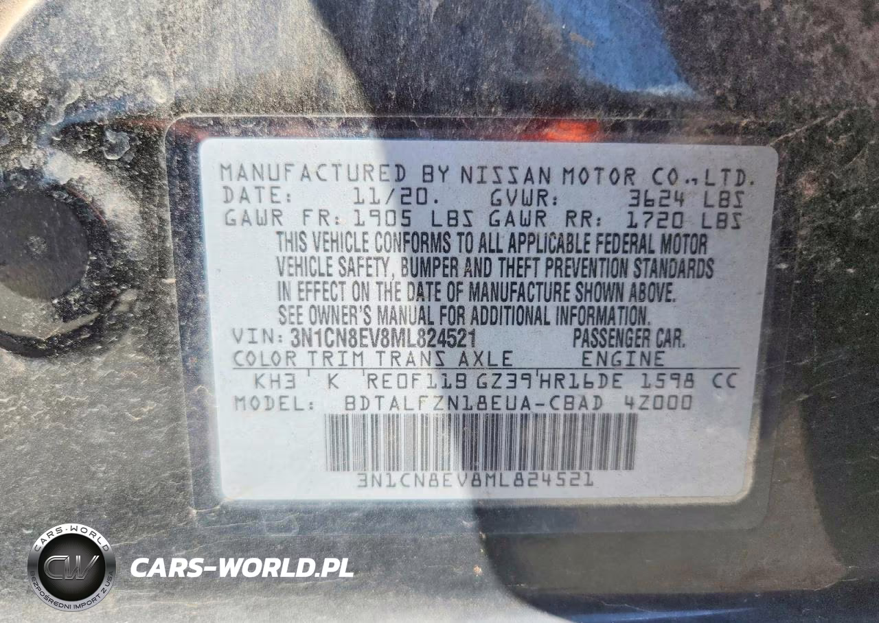 2021 Nissan Versa Sv VIN:3N1CN8EV8ML824521 - 12