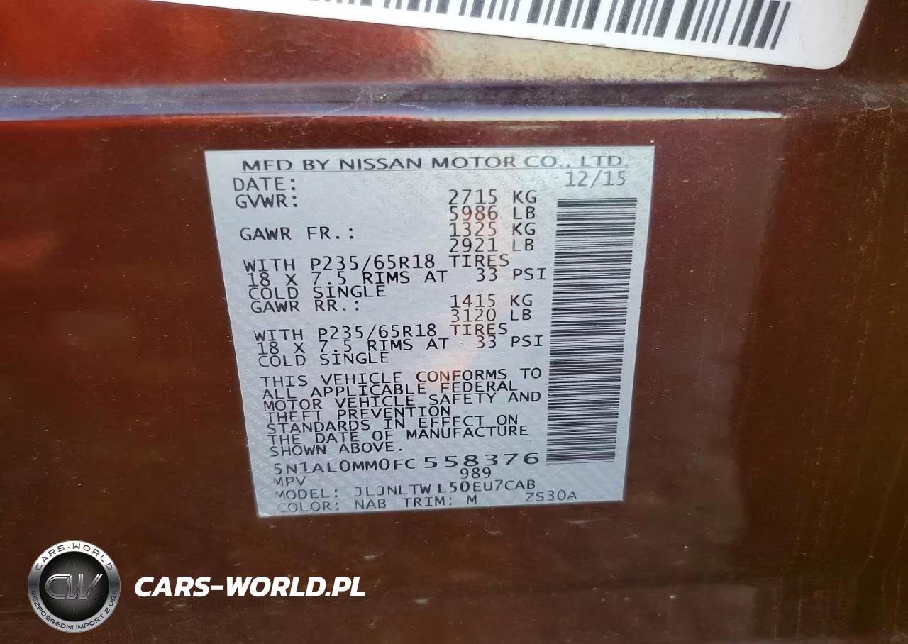 2015 Infiniti Qx60 Base VIN:5N1AL0MM0FC558376 - 12