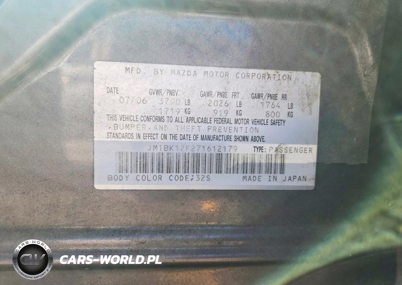 2007 Mazda 3 I VIN:JM1BK12F271612179 - 12