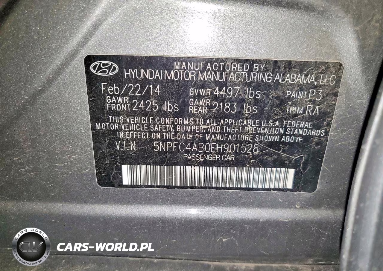 2014 Hyundai Sonata Se 2.0T VIN:5NPEC4AB0EH901528 - 13