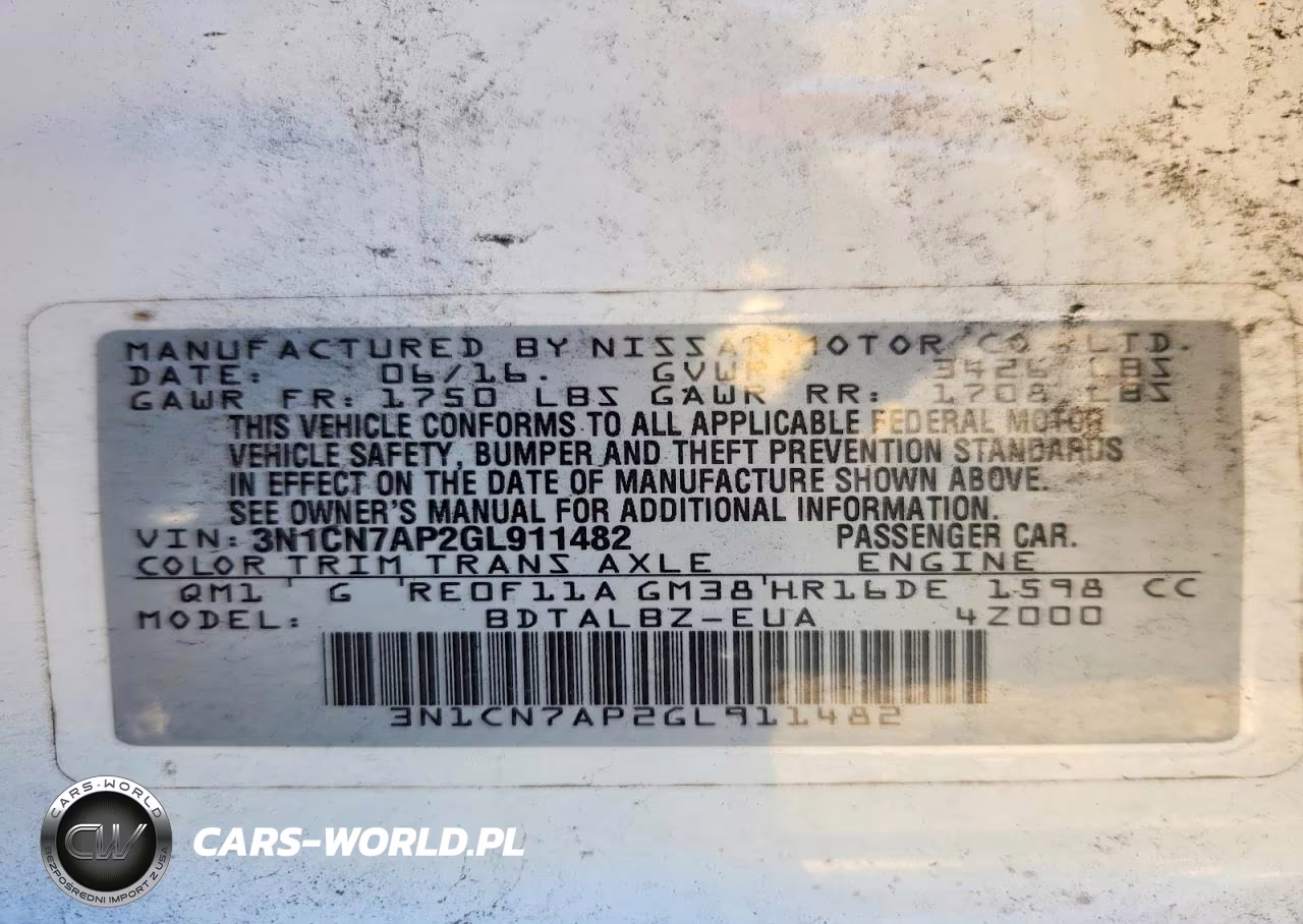 2016 Nissan Versa 1.6 Sv VIN:3N1CN7AP2GL911482 - 13