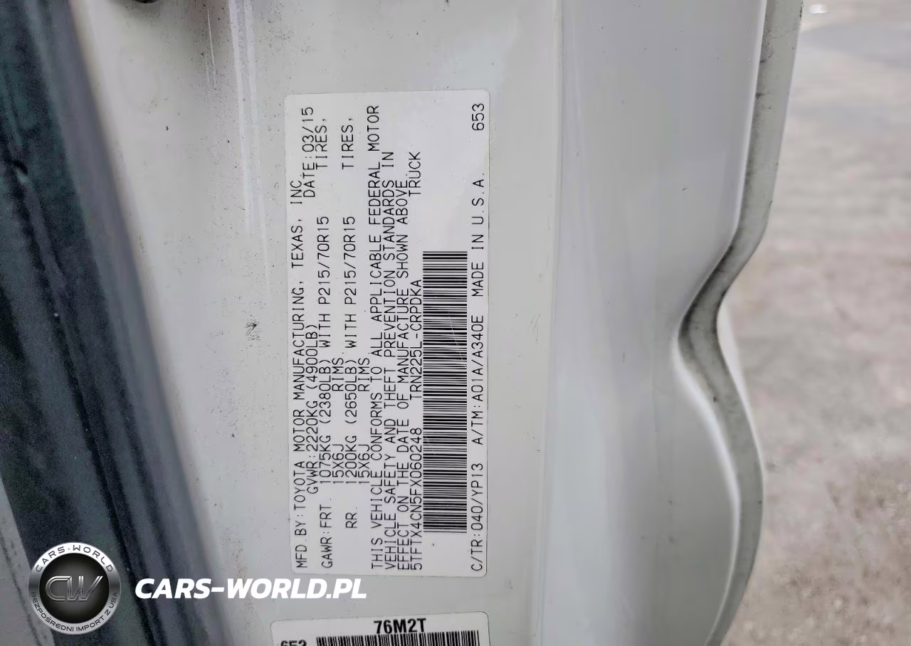 2015 Toyota Tacoma Base VIN:5TFTX4CN5FX060248 - 12