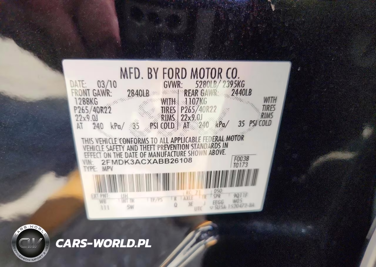2010 Ford Edge Sport VIN:2FMDK3ACXABB26108 - 13