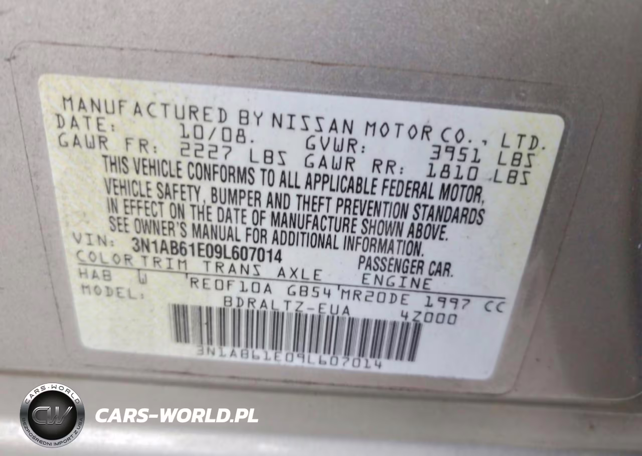 2009 Nissan Sentra 2.0 VIN:3N1AB61E09L607014 - 12