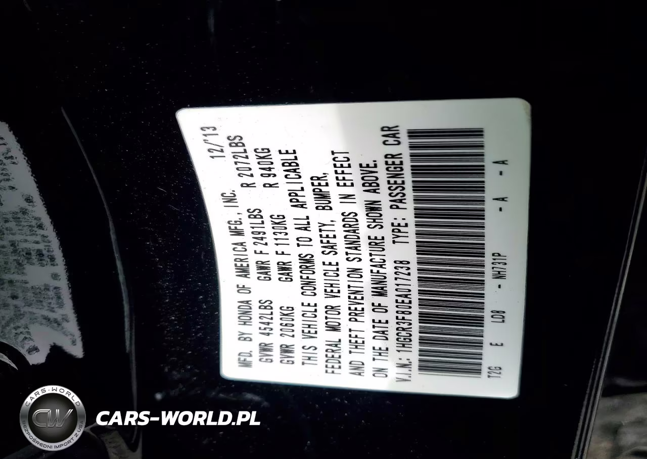 2014 Honda Accord Exl VIN:1HGCR3F80EA017238 - 13