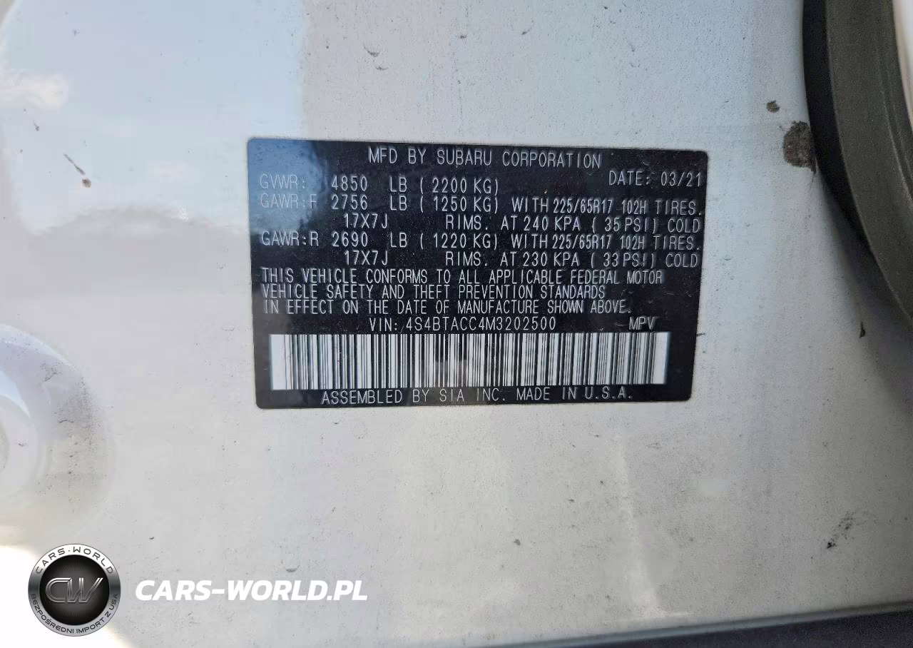 2021 Subaru Outback Premium VIN:4S4BTACC4M3202500 - 14