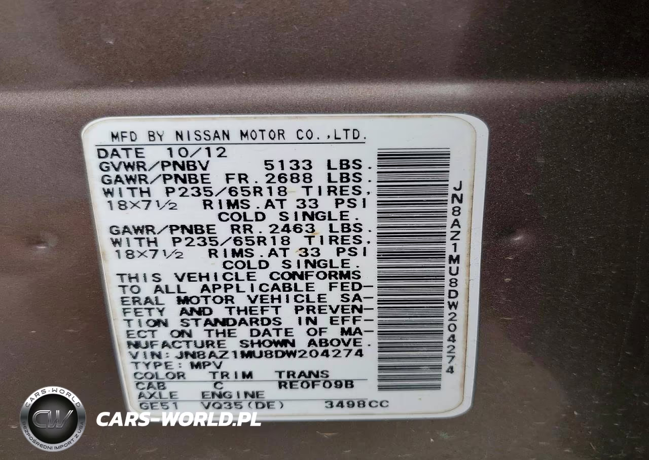 2013 Nissan Murano S VIN:JN8AZ1MU8DW204274 - 14