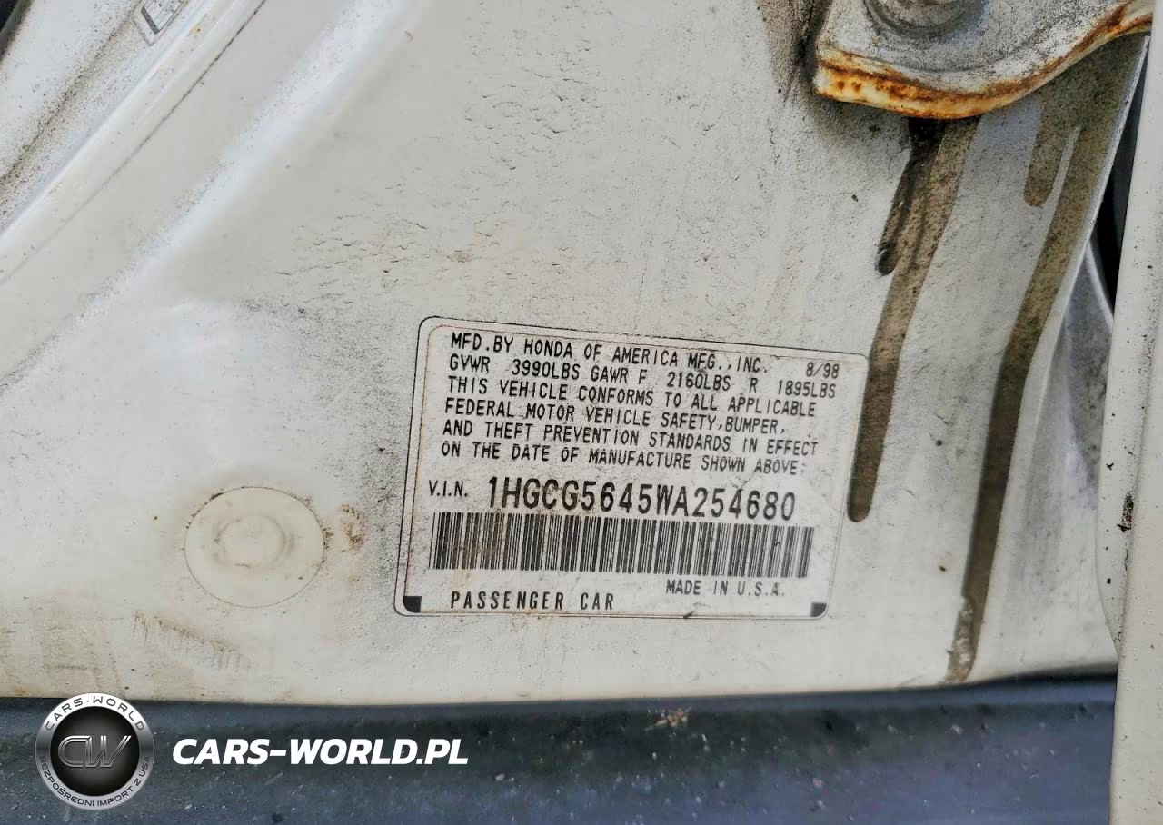 1998 Honda Accord Lx VIN:1HGCG5645WA254680 - 13