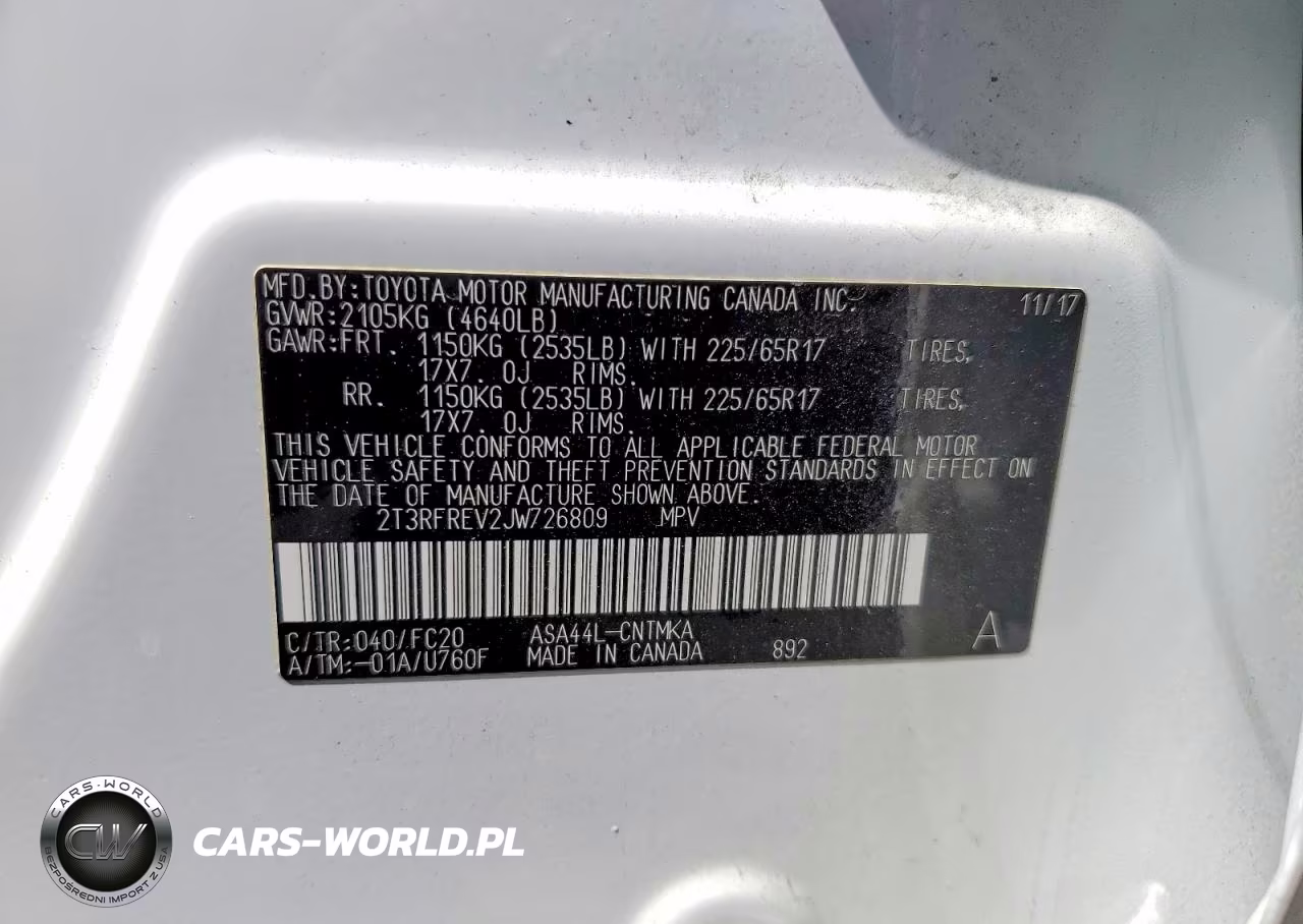 2018 Toyota Rav4 Xle VIN:2T3RFREV2JW726809 - 12