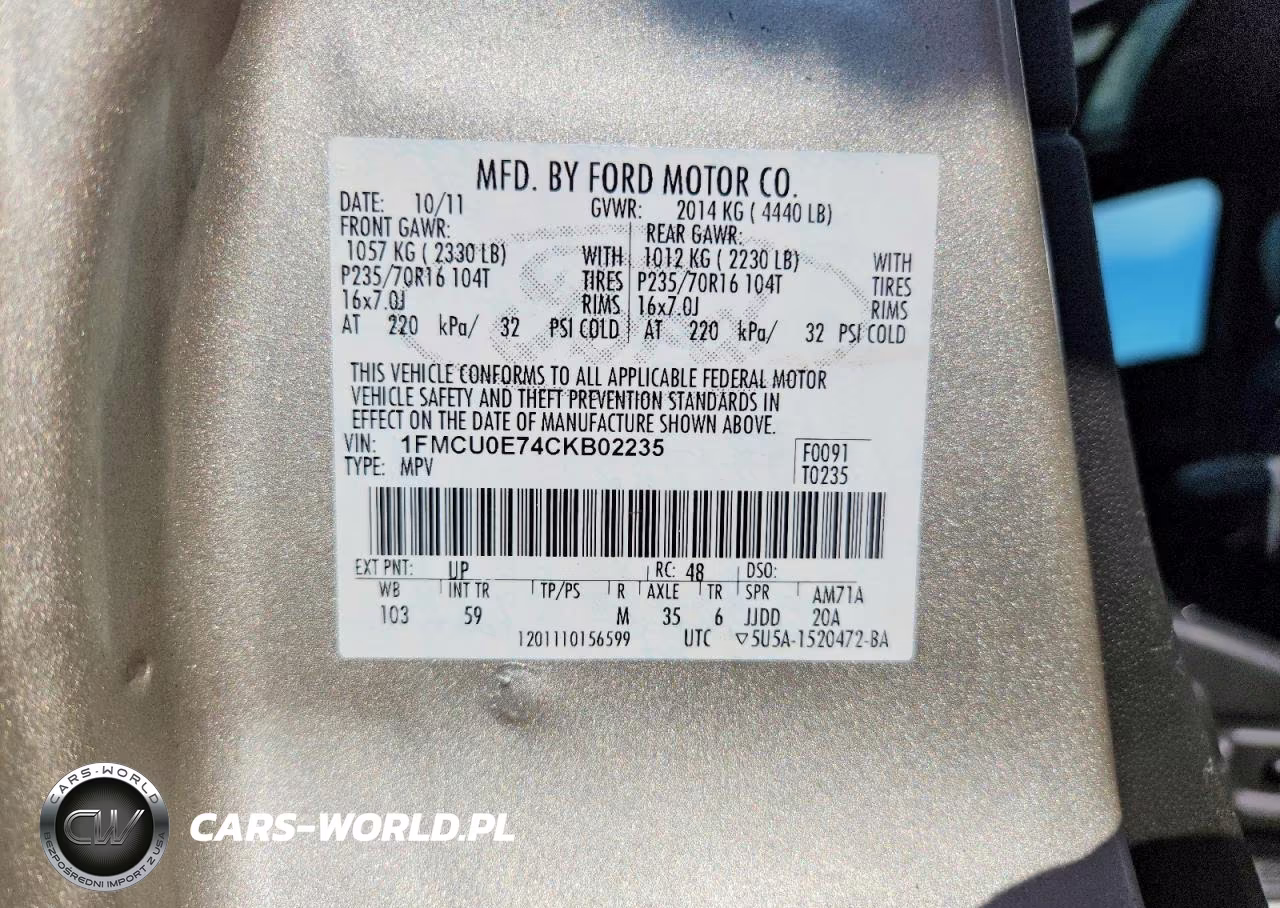 2012 Ford Escape Limited VIN:1FMCU0E74CKB02235 - 13