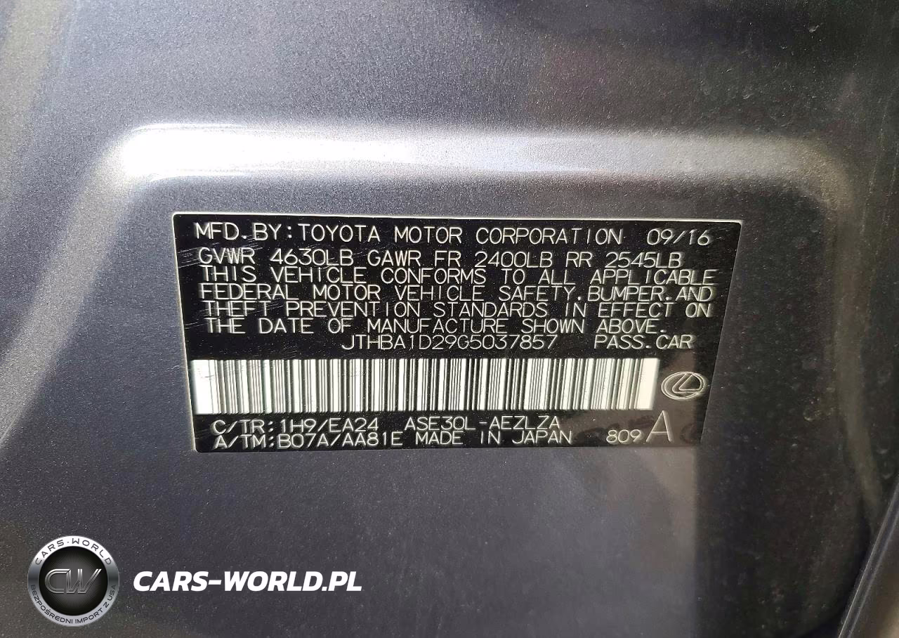 2016 Lexus Is 200T VIN:JTHBA1D29G5037857 - 12
