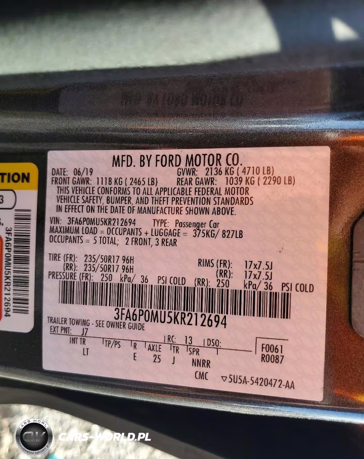 2019 Ford Fusion Sel VIN:3FA6P0MU5KR212694 - 12
