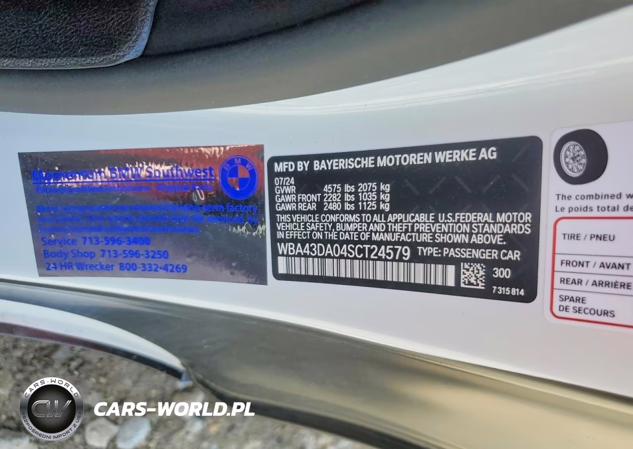 2025 BMW 430I VIN:WBA43DA04SCT24579 - 12