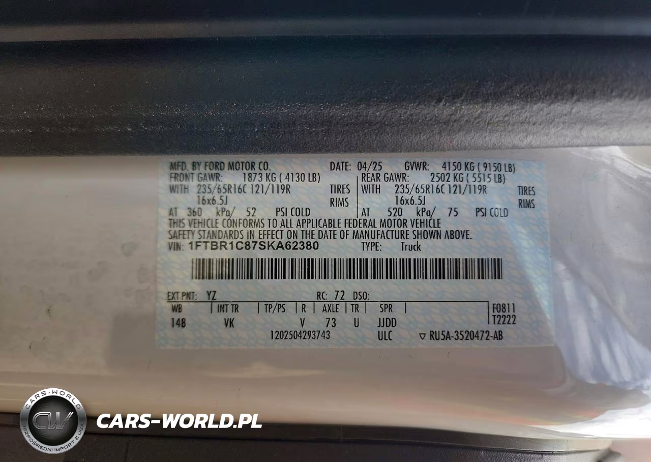 2025 Ford Transit 250 Delivery Van VIN:1FTBR1C87SKA62380 - 14