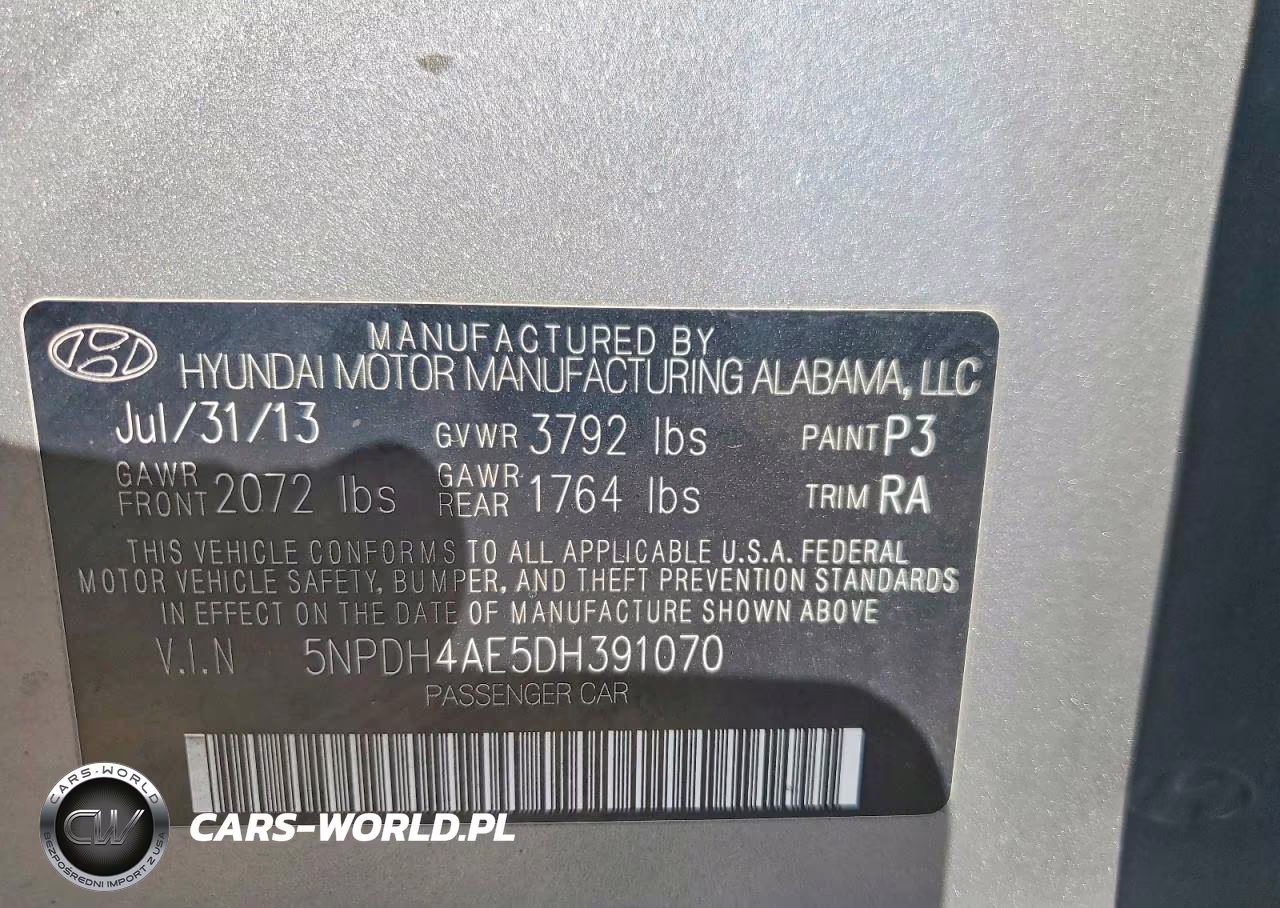 2013 Hyundai Elantra Gls VIN:5NPDH4AE5DH391070 - 12