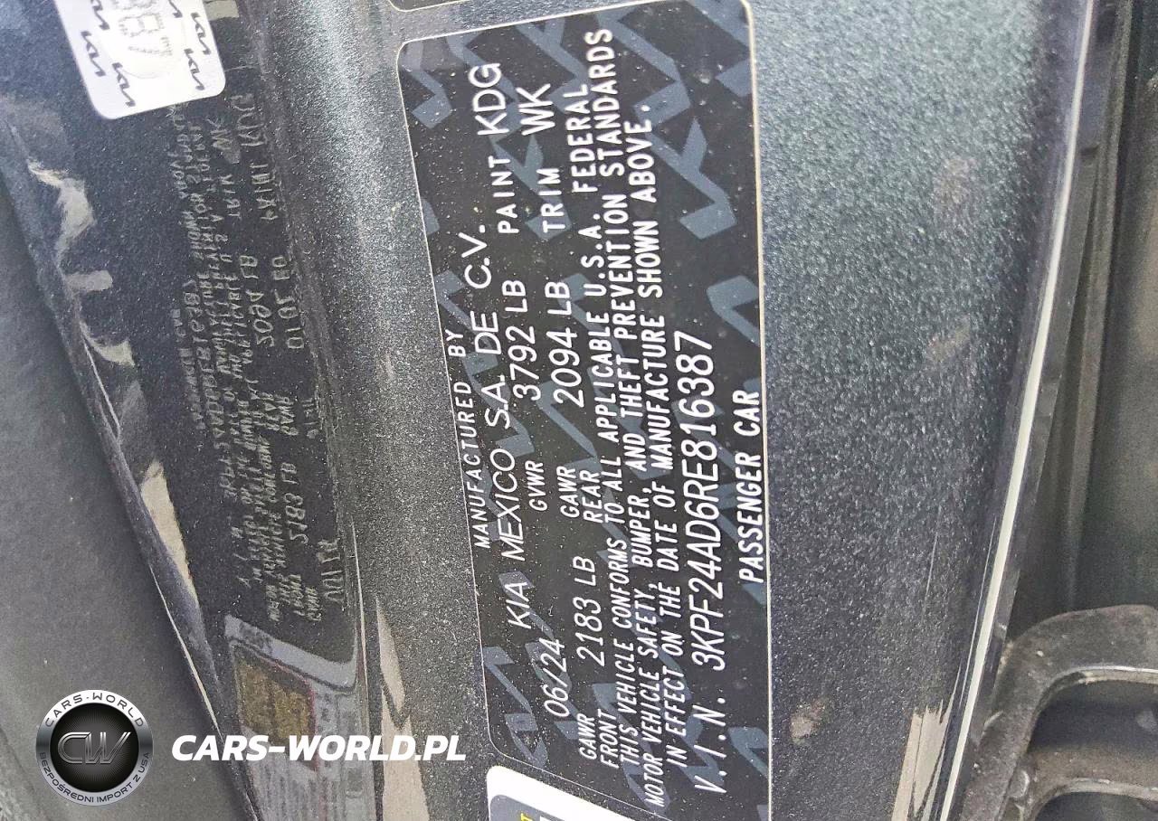 2024 Kia Forte Lx VIN:3KPF24AD6RE816387 - 12