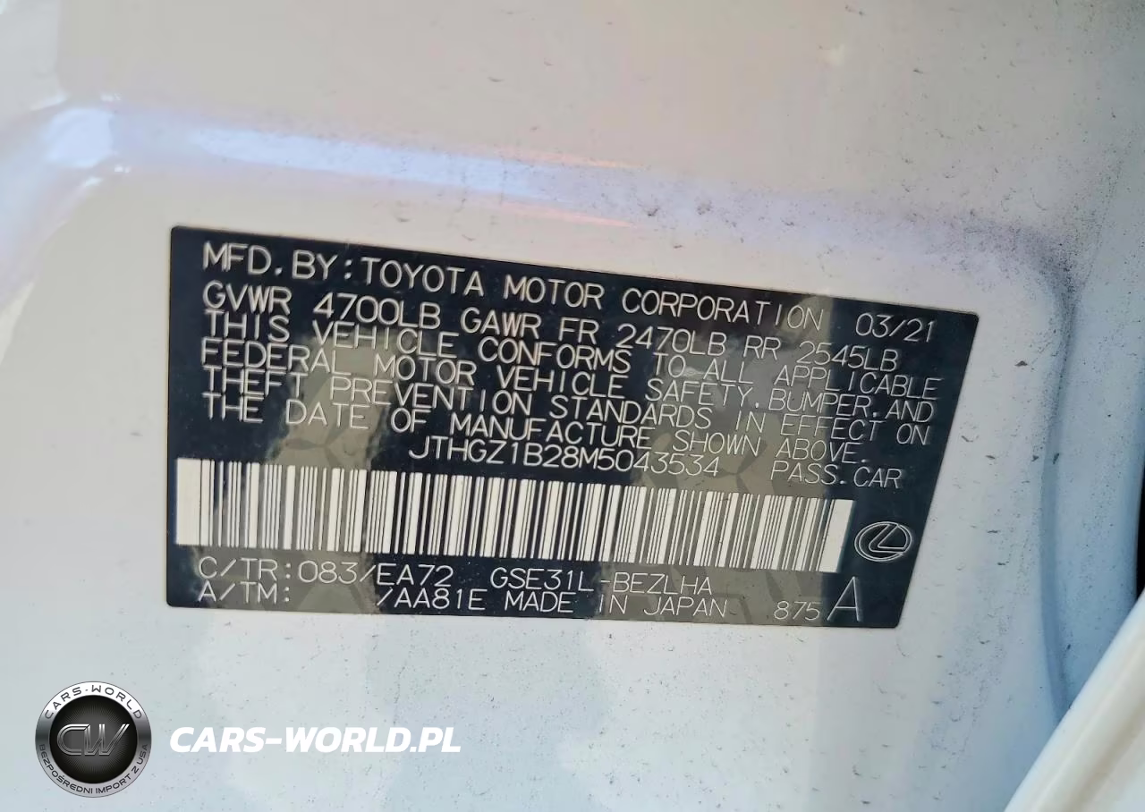 2021 Lexus Is 350 F Sport VIN:JTHGZ1B28M5043534 - 12