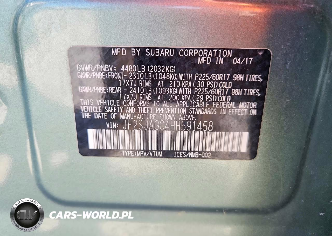 2017 Subaru Forester 2.5I Premium VIN:JF2SJAGC4HH591458 - 14