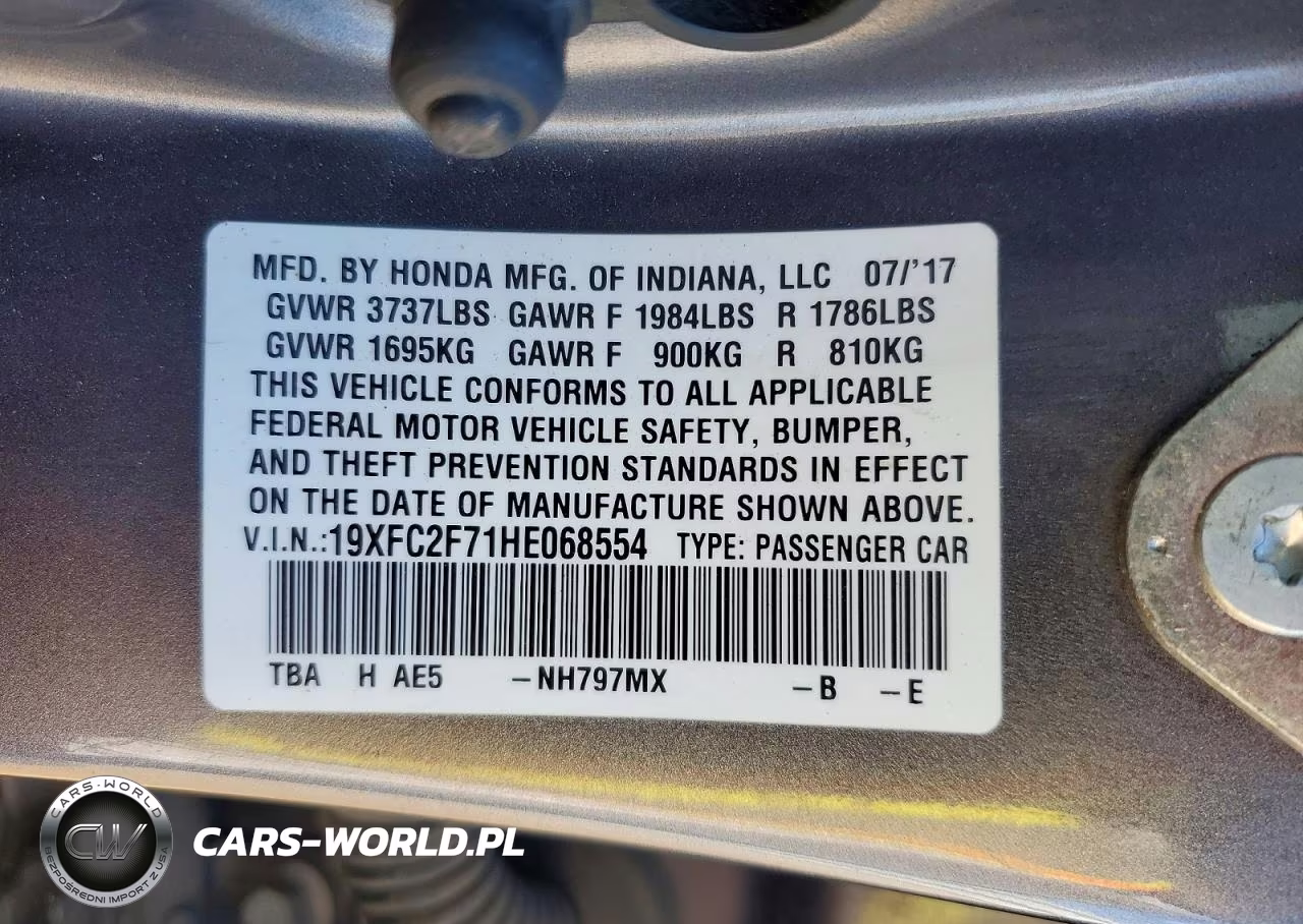 2017 Honda Civic Ex VIN:19XFC2F71HE068554 - 12
