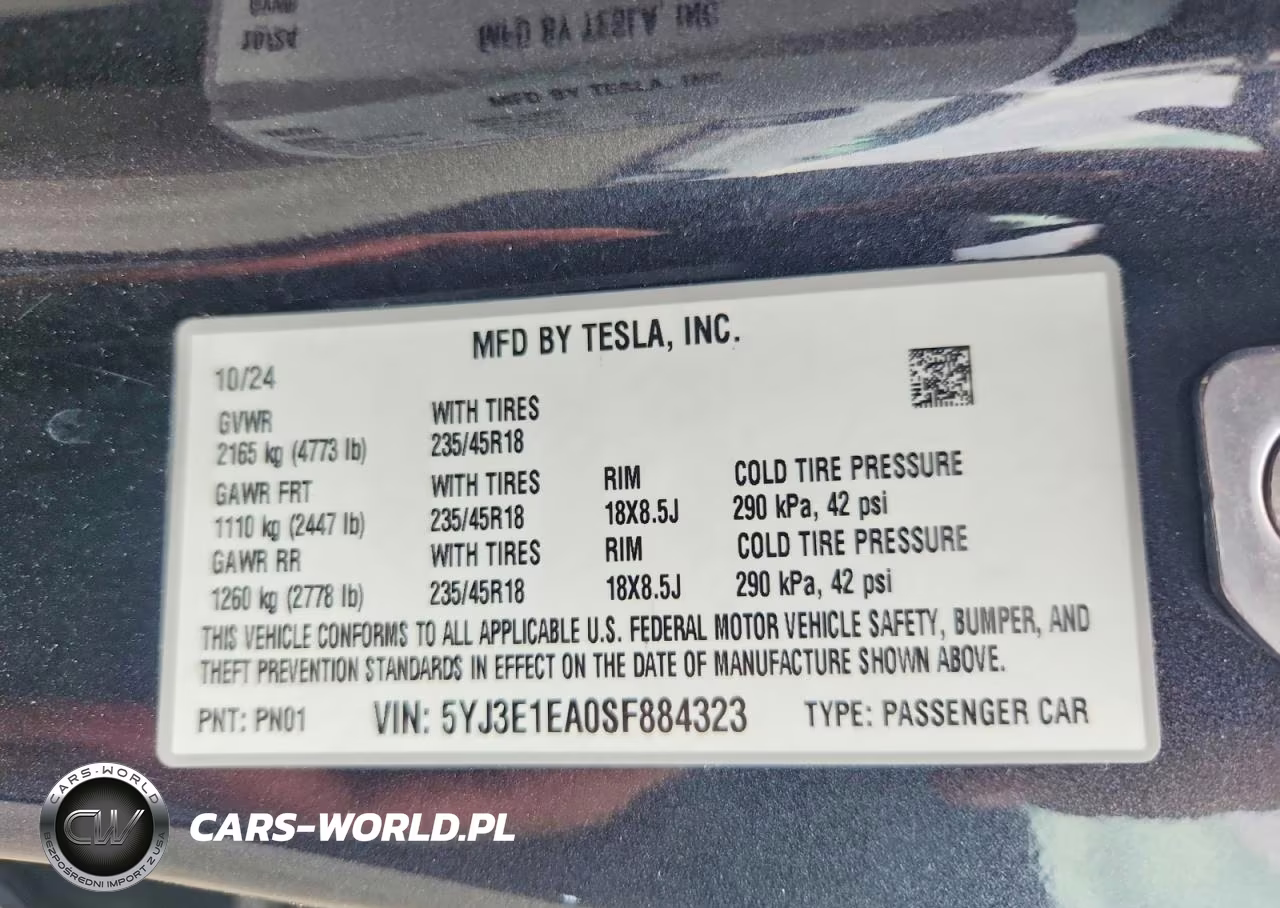 2025 Tesla Model 3 VIN:5YJ3E1EA0SF884323 - 12