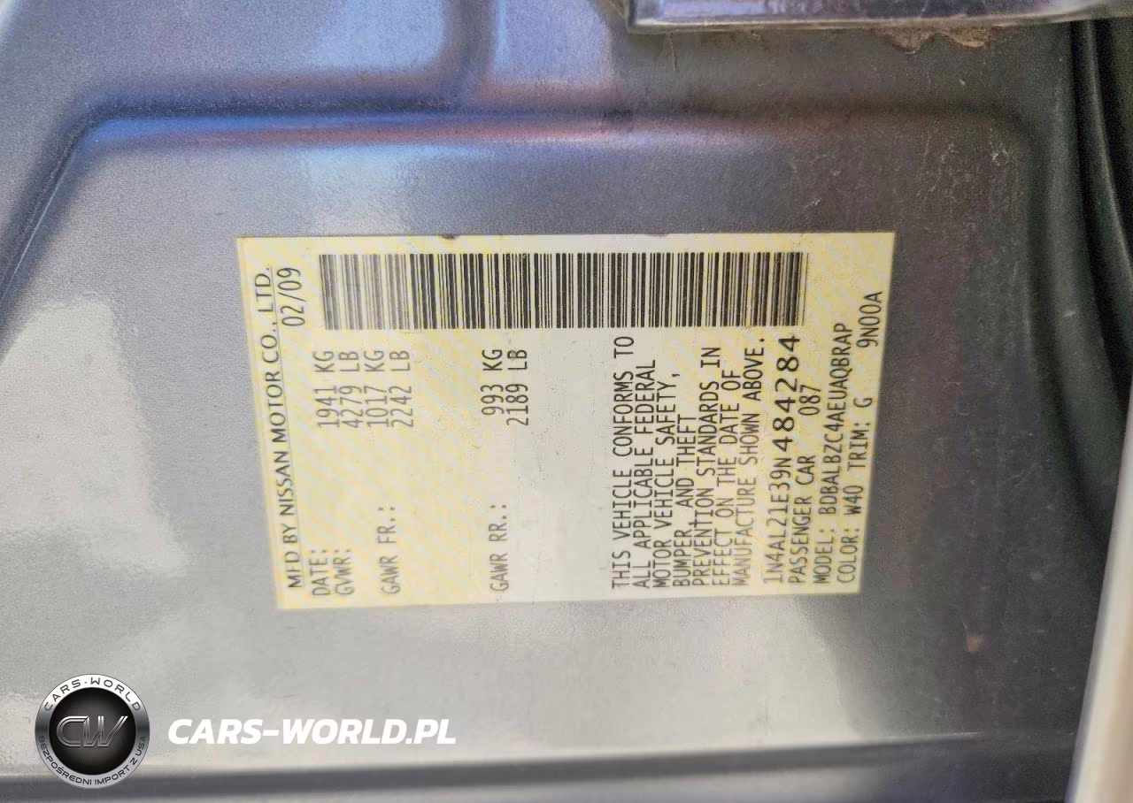2009 Nissan Altima 2.5 VIN:1N4AL21E39N484284 - 13