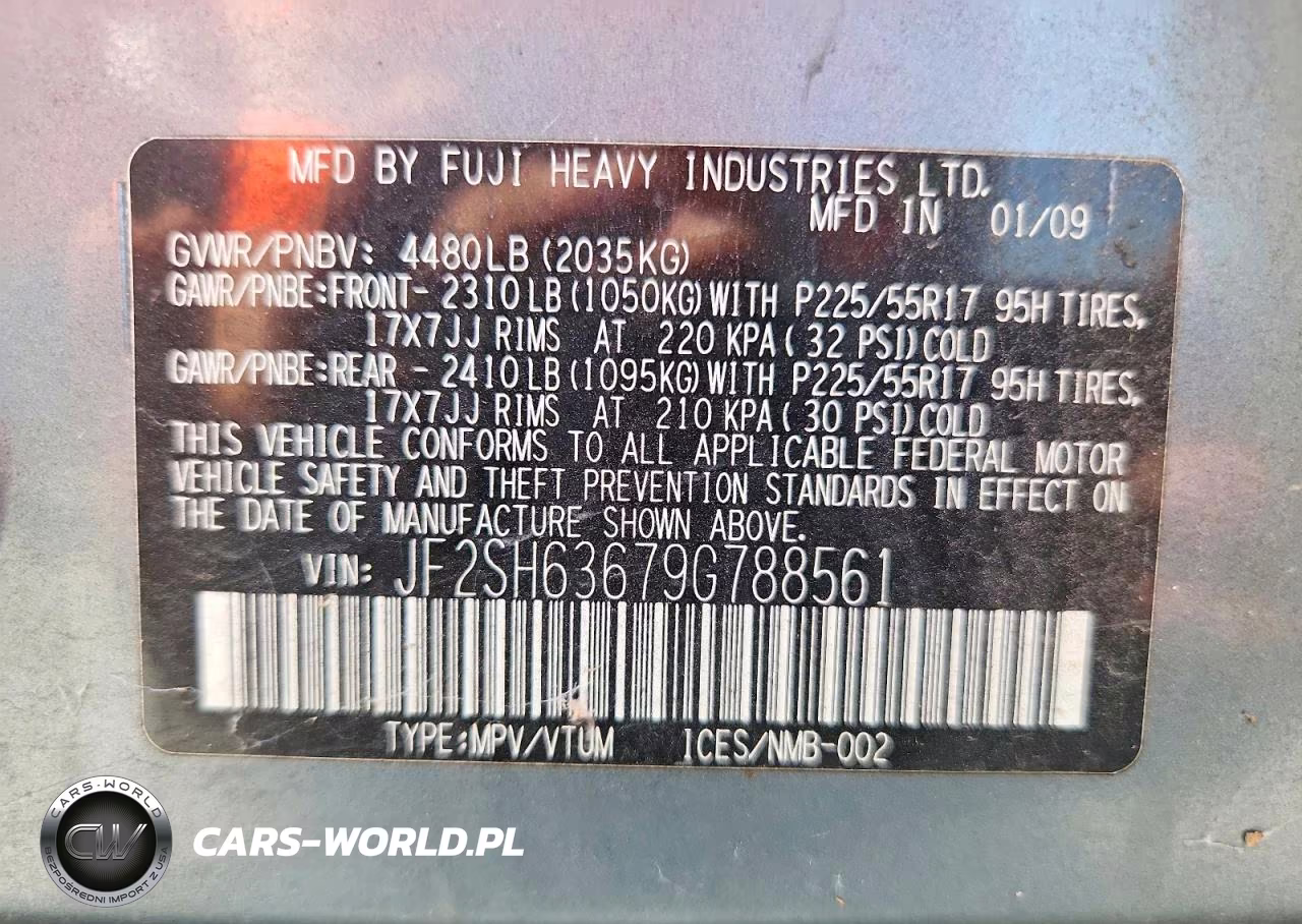 2009 Subaru Forester 2.5X Premium VIN:JF2SH63679G788561 - 12