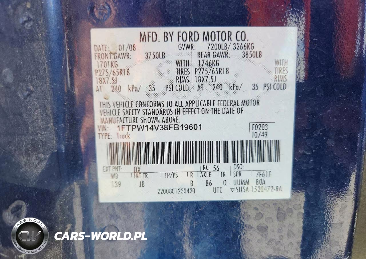 2008 Ford F150 Xlt VIN:1FTPW14V38FB19601 - 12