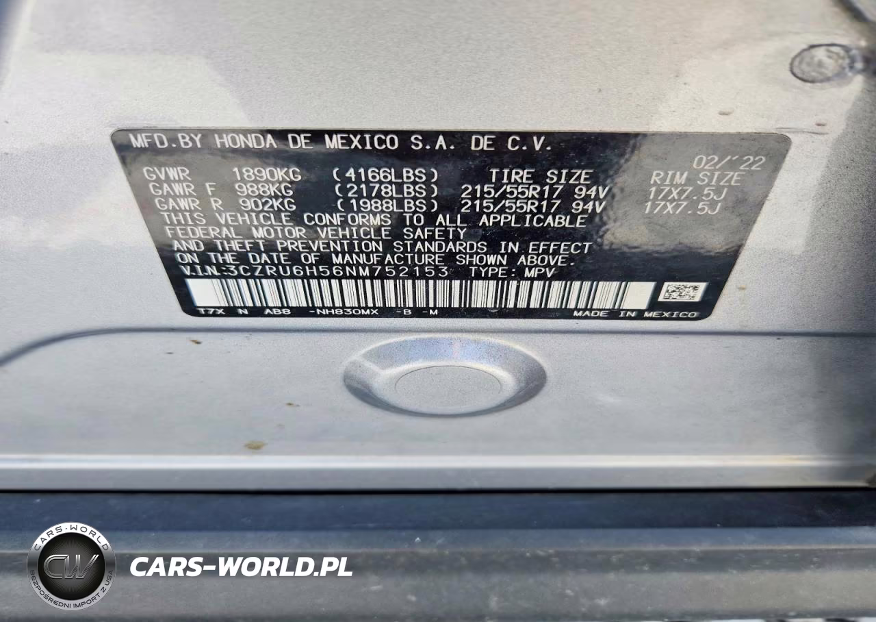 2022 Honda Hr-V Ex VIN:3CZRU6H56NM752153 - 14