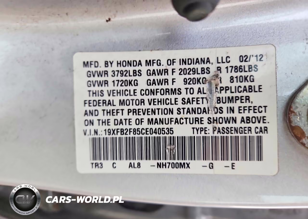 2012 Honda Civic Ex VIN:19XFB2F85CE040535 - 13