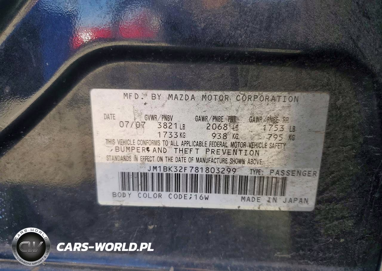 2008 Mazda 3 I VIN:JM1BK32F781803299 - 12