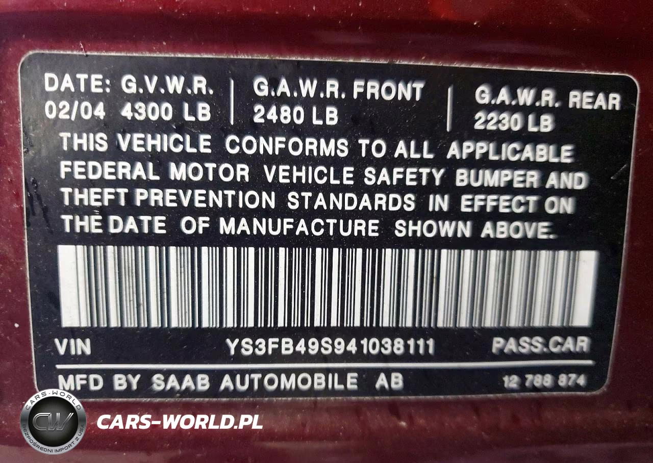 2004 Saab 9-3 Linear VIN:YS3FB49S941038111 - 12