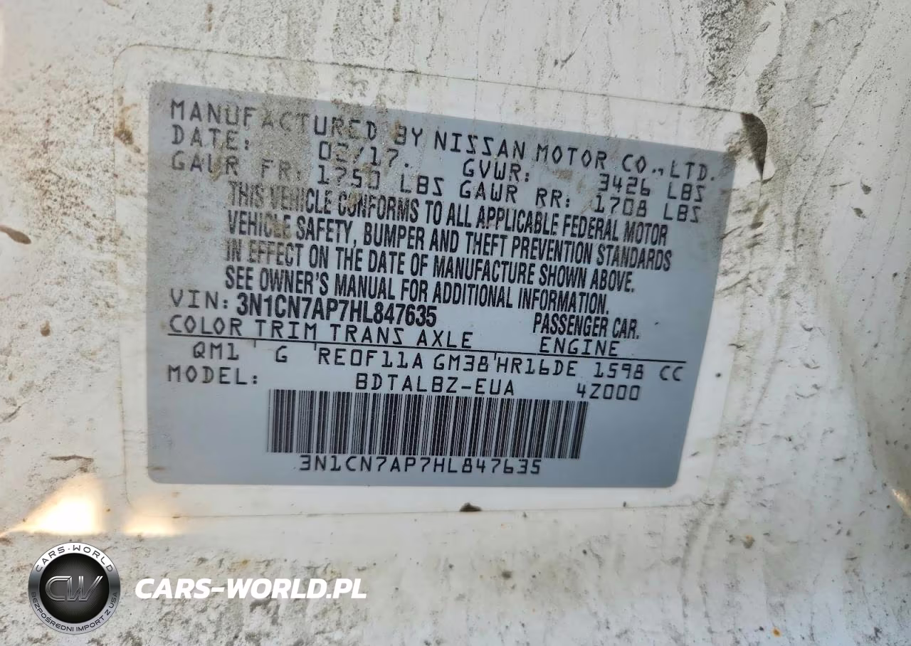2017 Nissan Versa 1.6 Sv VIN:3N1CN7AP7HL847635 - 13