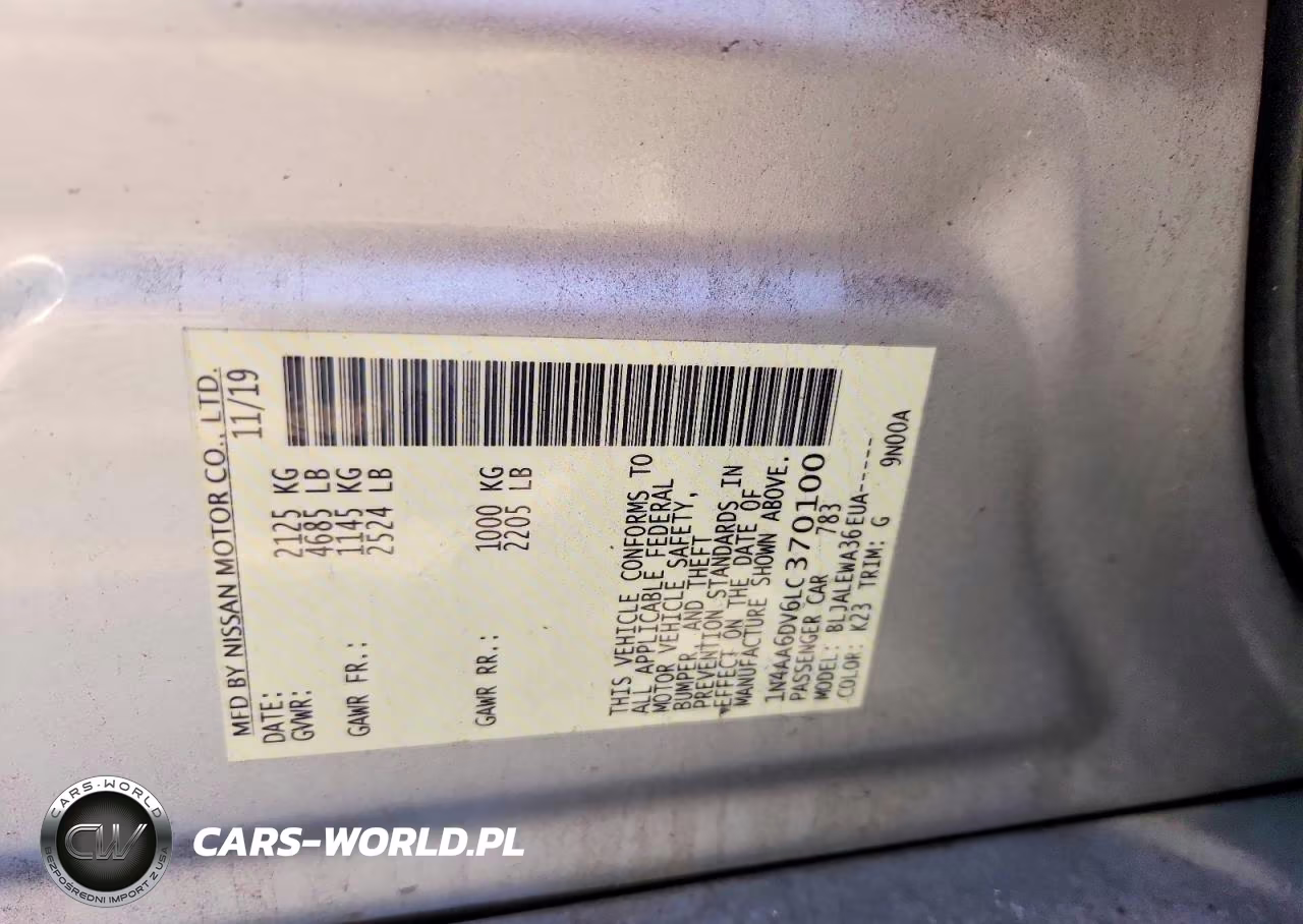 2020 Nissan Maxima Sl VIN:1N4AA6DV6LC370100 - 12