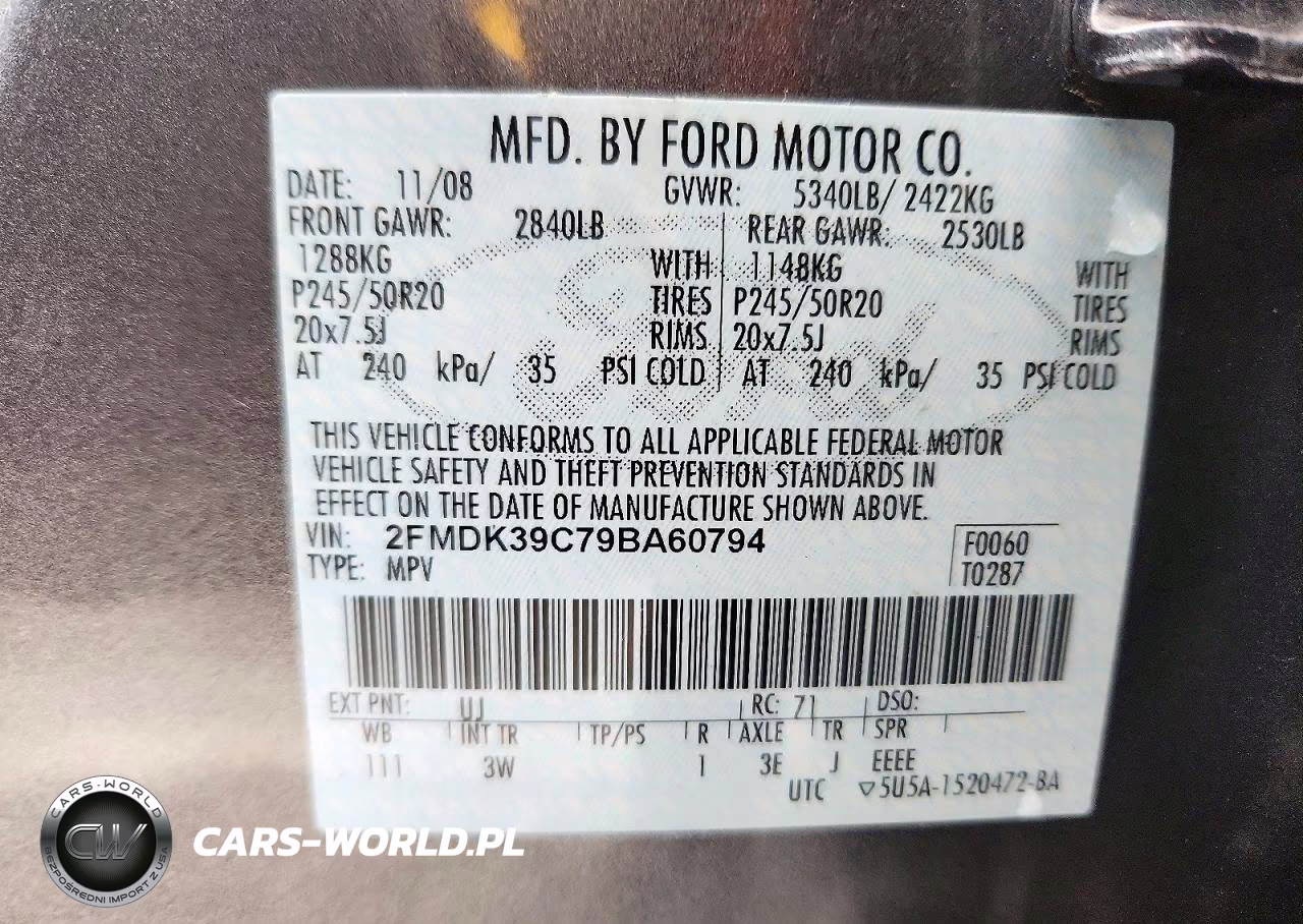 2009 Ford Edge Limited VIN:2FMDK39C79BA60794 - 13