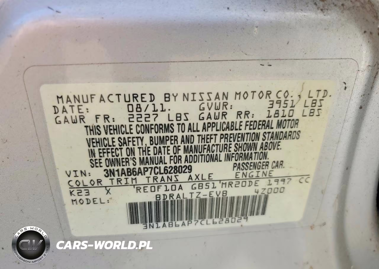 2012 Nissan Sentra 2.0 VIN:3N1AB6AP7CL628029 - 12