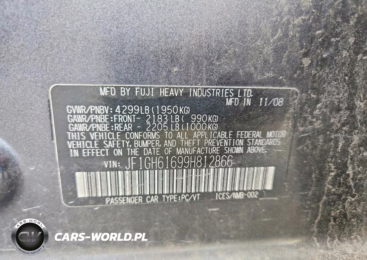 2009 Subaru Impreza 2.5I VIN:JF1GH61699H812866 - 12