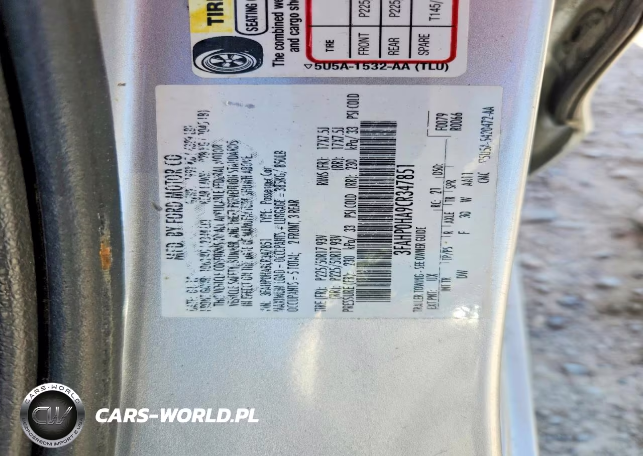 2012 Ford Fusion Se VIN:3FAHP0HA9CR347851 - 13